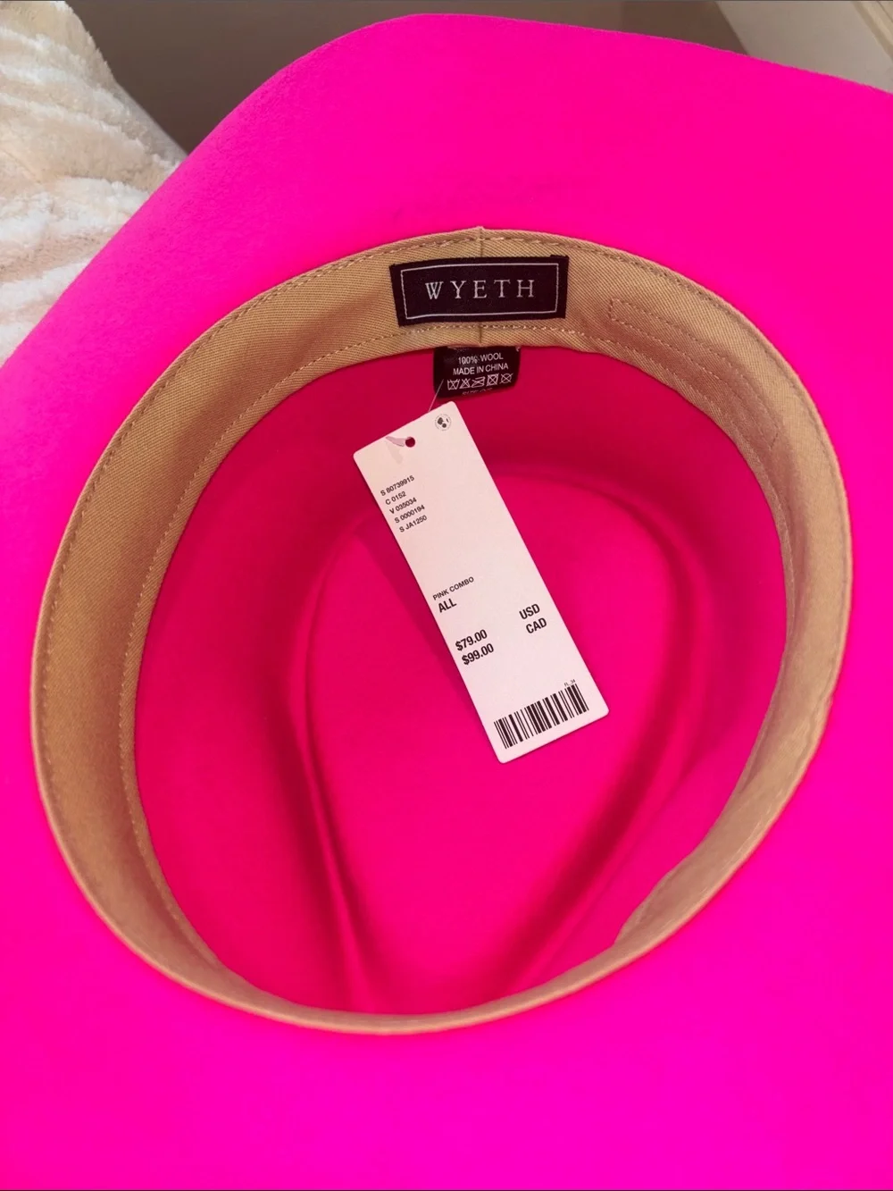 NEW Wyeth 100% Wool Hot Pink Star-Accent Western Cowboy Hat
